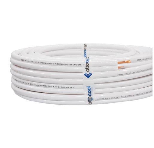 Klima Bakır Boru Çiftli İzolasyonlu Beyaz 1/2''-3/4'' 0,8+1 MM (1MT) MAXI (OTTOCOOL)